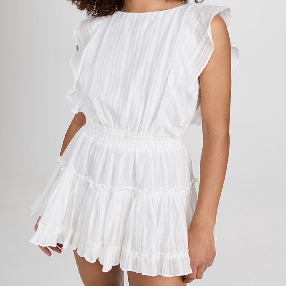 MISA Elegant White Ruffle Dress Size S